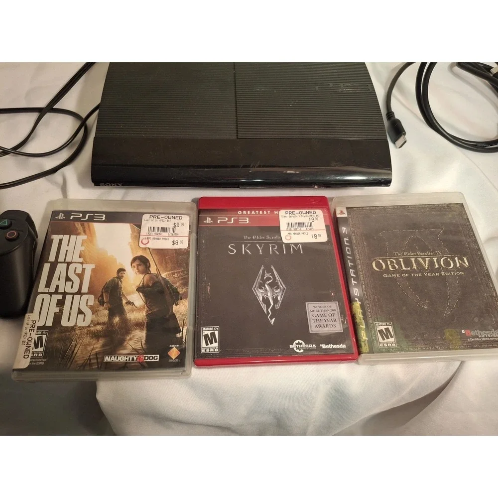 Sony PlayStation PS3 Super Slim 12GB CECH4201A Console Tested W/Controller Games